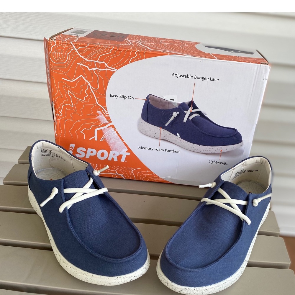 JSport Memory Foam Comfort‎ Loafers Adjustable Bungee Lace Casual Size 6.5 NWB